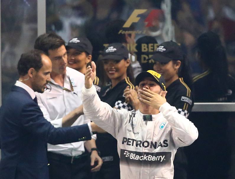 Poi per Hamilton è il momento della festa sul podio. Reuters